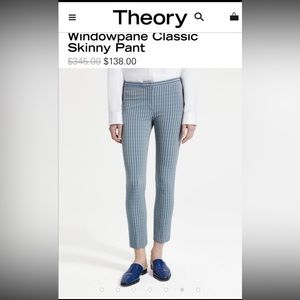 Theory Windowpane Classic Skinny Pant Size00